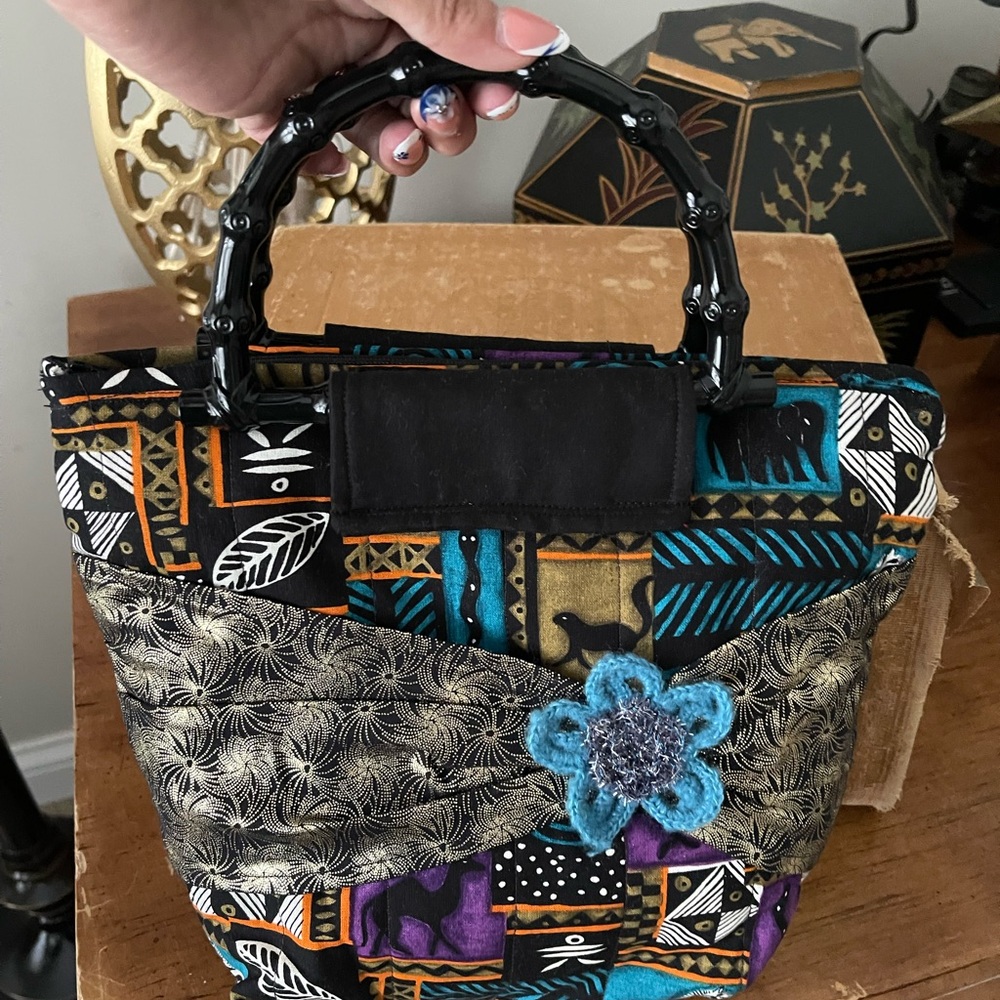 Boho Patchwork Tote Bag Multicolor Quilted Purse … - image 2